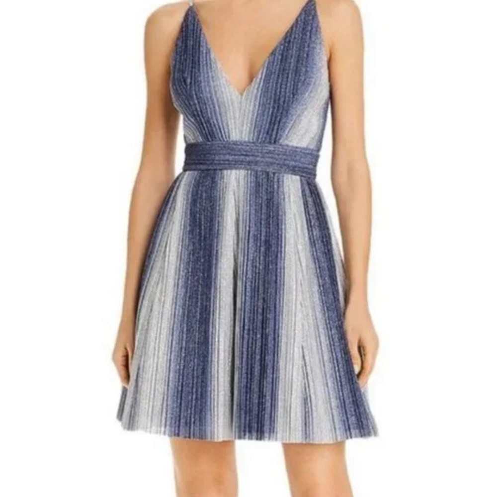 Aqua frozen blue ombré pleated dress